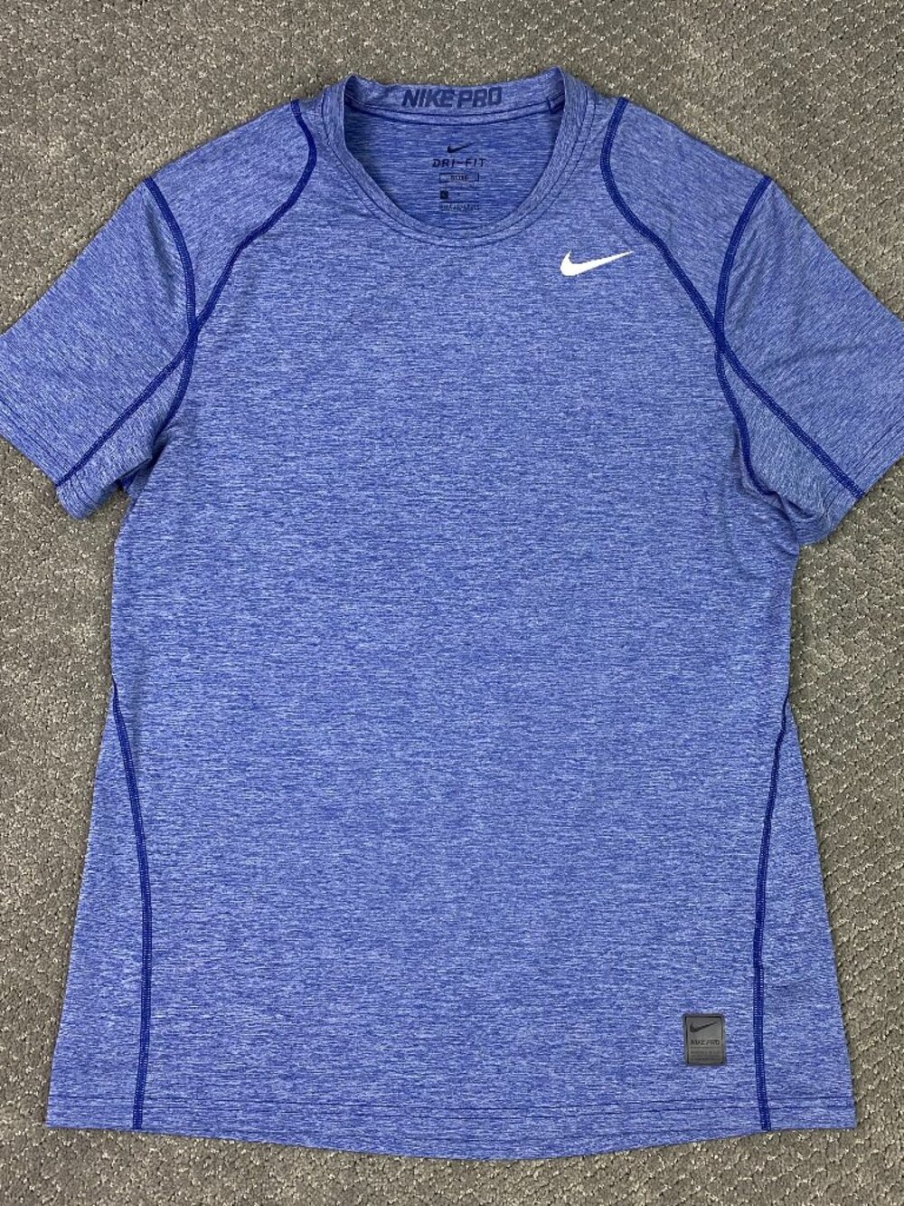 Nike Pro Cool Dri-Fit Shirt Men's Large Blue Fitted Athletic Training 511429